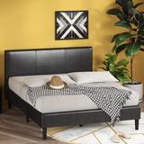 Latitude Run® Brayden Low Profile Platform Bed Upholstered/Faux leather/Metal in Gray | 37 H x 56.7 W x 79.2 D in | Wayfair LATR7307 34314566