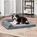 FurHaven Two-Tone Faux Fur & Suede Deluxe L-Chaise Bolster Pet Bed Polyester in Gray/White | 6.5 H x 36 W x 27 D in | Wayfair 44441087