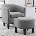 Barrel Chair - Latitude Run® Jazouli 25.5" Wide Barrel Chair & Ottoman Polyester/Fabric in Yellow | Wayfair F4130F85657E45708AEEE01F763231F4