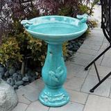 Rosalind Wheeler Birdbath Ceramic in Green/Blue | 24 H x 16 W x 18 D in | Wayfair A3FE1F06238D4976A7554C78F0DE2FC9