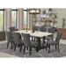 East West Furniture Dining Table Set- a Dining Table and Dark Gotham Linen Fabric Parsons Chairs, Black(Pieces Options)