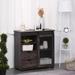 HOMCOM Industrial Freestanding Sideboard Buffet Sliding Door Storage Cabinet with 2 Drawers, 2 Shelves, 2 Door Cabinets