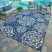 Gertmenian Paseo Emilia Navy Casual Medallion Indoor/ Outdoor Area Rug