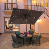 Outsunny 9-ft x 7-ft Square LED Patio Umbrella with Lights for Outdoors, Solar Umbrella