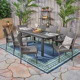 Hayes Outdoor 9 Piece Wood and Wicker Expandable Dining Set by Christopher Knight Home