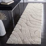 White 27 x 1 in Area Rug - Wade Logan® Ashal Abstract Shag Cream/Beige Area Rug, Synthetic | 27 W x 1 D in | Wayfair
