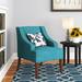 Accent Chair - House of Hampton® Daryann Swoop Arm Accent Chair Fabric in Blue/Brown | 33.25 H x 25 W x 27.75 D in | Wayfair