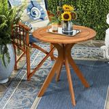 George Oliver 27" Outdoor Round Solid Wood Coffee Side Bistro Table Wood in Brown/White | 30 H x 27.5 W x 27.5 D in | Wayfair