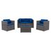 CorLiving Parksville Patio Sofa Sectional Set 5pc, Grey/Blue