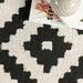 White 96 x 0.28 in Area Rug - George Oliver Decca Geometric Handmade Tufted Wool Black/Cream Area Rug Wool | 96 W x 0.28 D in | Wayfair