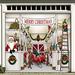 The Holiday Aisle® Huge Santa's Reindeer Barn Garage Door Mural Polyester in Brown/Red/Yellow | 84 H x 96 W x 1 D in | Wayfair