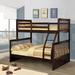 Harriet Bee Sofren Twin Over Full Solid Wood Standard Bunk Bed Wood/Solid Wood in Brown | 70.25 H x 57.5 W x 80.5 D in | Wayfair