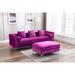 Indigo Sectional - House of Hampton® Zaida 104" Wide Velvet Reversible Modular Sofa & Chaise w/ Ottoman Velvet | 32 H x 104 W x 77 D in | Wayfair
