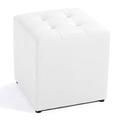 NMDCDH Leather Upholstered Cube Pouf Ottoman,pouffe Footstool Solid Wood Square Leather Living Room Coffee Table Small Bench-white 40x40x40cm(16x16x16)