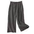 FTCayanz Women's Linen Palazzo Trousers Ladies Drawstring Waist Wide Leg Culottes Pants Grey Medium