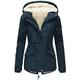 jieGorge Woman Coat, Women Drawstring Hoodie Coat Warm Inside Fleece Padded Coat Slim Zipper Coat, Clothing for Women (Navy M)