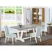 East West Furniture Dining Table Set with Dining Room Table - Linen Fabric dining chairs, Linen White Finish(Pieces Options)