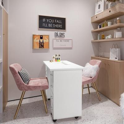 Double Edged Manicure Nail Table Computer Desk with 4 Drawers