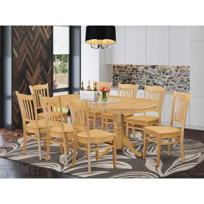 East West Furniture Dining Table Set- an Oval Wooden Table with Pedestal Leg and Dining Room Chairs, Oak(Pieces Option)