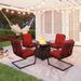 PHI VILLA Gas Fire Pit Table Set, 50000 BTU Auto-Ignition Propane Gas Fire Pit Table with 4 Spring Motion Cushion Chairs