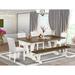 East West Furniture Dinette Set- a Dining Table and White Faux Leather Parson Chairs, Linen White(Pieces Options)