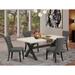 East West Furniture Table Set- a Dining Table & Dark Gotham Linen Fabric Parson Chairs, Wire Brushed Black(Pieces Options)