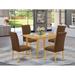 East West Furniture Dining Set - Small Table and Parson Chairs in White Linen Fabric (Finish & Pieces Option)