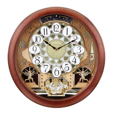 Bulova Dancing Tune Strike & Chime Wall Clock, Brown Cherry