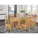 7-piece Formal Oval Dinette Table with Leaf and 6 Dining Chairs - Oak Finish
