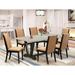 East West Furniture Dining Table Set- a Dining Table and Light Sable Linen Fabric Upholstered Chairs, Black(Pieces Options)