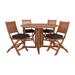 CorLiving Miramar Natural Hardwood Outdoor Folding Dining Set, 5pc