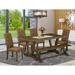 East West Furniture Dining Set- a Dining Table and Brown Linen Fabric Parson Chairs, Distressed Jacobean(Pieces Options)