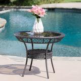 Figi Outdoor 34-inch Wicker Glass Table (ONLY) by Christopher Knight Home