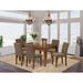 Alcott Hill® Letha 6 - Person Rubberwood Solid Wood Dining Set Wood/Upholstered in Brown | 30 H in | Wayfair 4B8D9614F7F0403EA4FE734C5F8ECD99