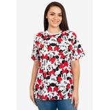 Plus Size Women's Disney Women's Minnie Mouse Faces Red Bows All-Over Print T-Shirt White by Disney in White (Size 4X (26-28))
