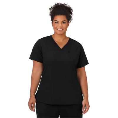 Plus Size Women's Jockey Scrubs Women's True Fit Crossover V-Neck Top by Jockey Encompass Scrubs in Black (Size 2X(20W-22W))