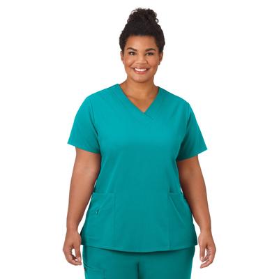 Plus Size Women's Jockey Scrubs Women's Favorite V-Neck Top by Jockey Encompass Scrubs in Teal (Size L(14-16))