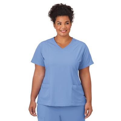 Plus Size Women's Jockey Scrubs Women's Mock Wrap Top by Jockey Encompass Scrubs in Blue (Size M(10-12))