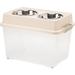 Almond Elevated Double Diner with Airtight Food Storage Container for Dogs, 8 Cup, Large, White