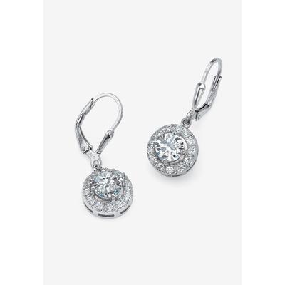 Women's Sterling Silver Halo Drop Earrings Cubic Zirconia (2 1/3 cttw TDW) by PalmBeach Jewelry in Cubic Zirconia