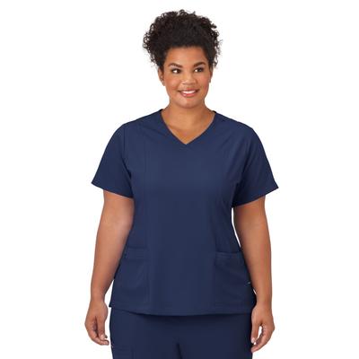 Plus Size Women's Jockey Scrubs Women's Mock Wrap Top by Jockey Encompass Scrubs in New Navy (Size 2X(20W-22W))