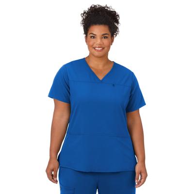 Plus Size Women's Jockey Scrubs Women's True Fit Crossover V-Neck Top by Jockey Encompass Scrubs in Royal (Size L(14-16))
