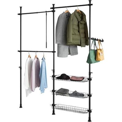 FRG34-SCH Regalsystem mit 3 Kleiderstangen und 3 Körben Teleskop Garderoben System Verstellbares Image