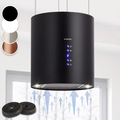 Barett Inselabzugshaube Ø35cm Umluft 558 m³/h led Aktivkohlefilter - Klarstein