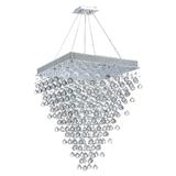 Modern Contemporary 10 Light Chrome Finish and Clear Crystal Ball Prism Chandelier Large 28" Square Shape