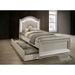 Silver Orchid Avery Glam Pearl White Upholstered Panel Bed