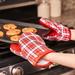 Nautica Home Red Plaid 100% Cotton Mini Oven Mitt With Silicone Palm (Set of 2)