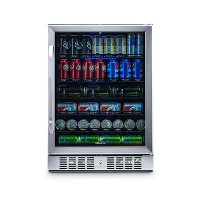 NewAir 24" Built-in 177 Can Beverage Fridge in Stainless Steel with Precision Temperature Controls, Adjustable Shelves,