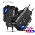 AIXXCO-Chargeur de téléphone portable à charge rapide USB LED chargeur mural pipeline QC3.0