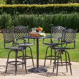 Arlana Outdoor 5-piece Aluminum Bar Set with Umbrella Hole by Christopher Knight Home - N/A